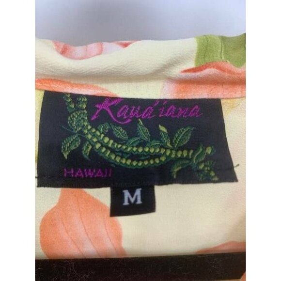 Kaua'iana Top Aloha Hawaiian Shirt Yellow Floral - Picture 8 of 10